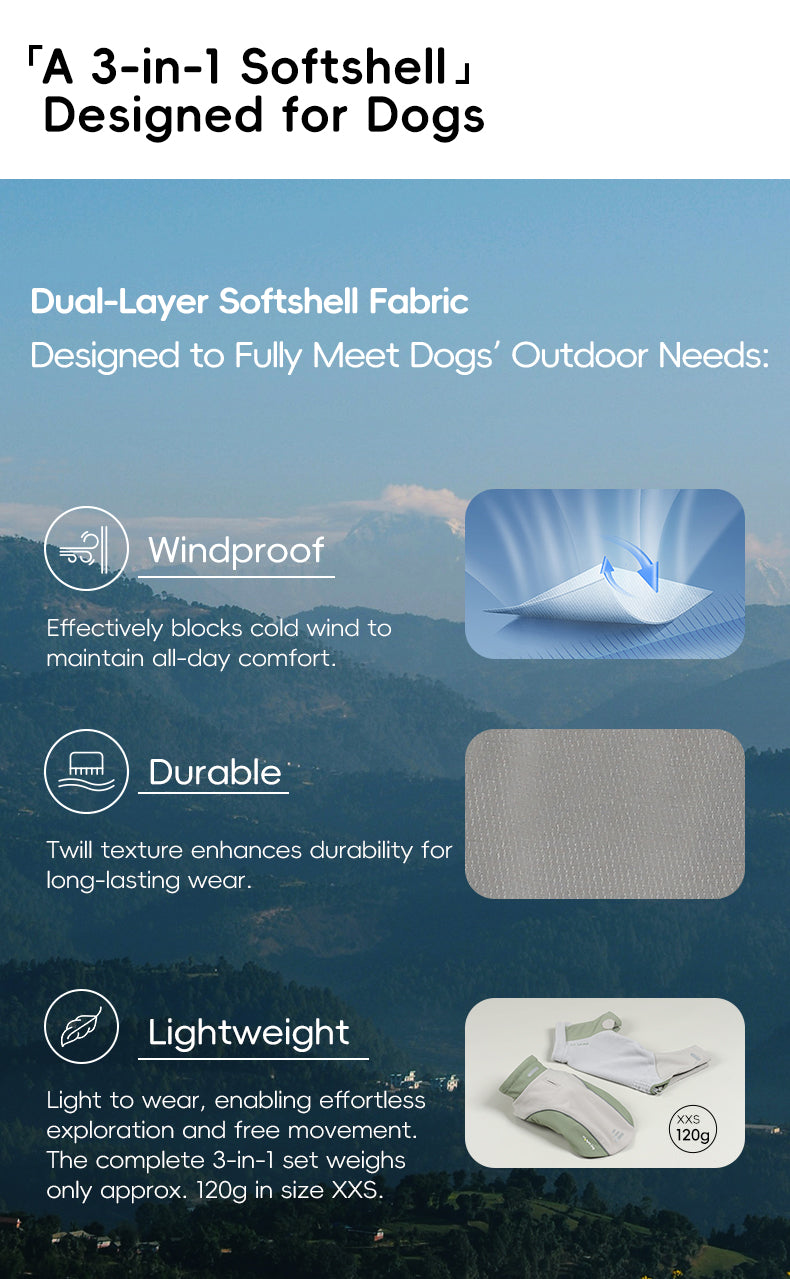 All-Weather 3-in-1 Softshell Pet Jacket