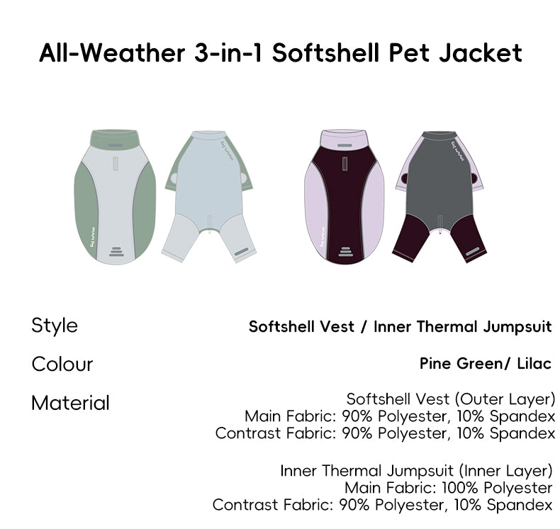 All-Weather 3-in-1 Softshell Pet Jacket